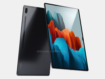 Samsung Galaxy Tab S8 Ultra. (Fonte: 91Mobiles &amp; @OnLeaks)