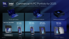 All&#039;orizzonte ci sono laptop workstation mobili più efficienti: Intel rilascia le CPU Arrow Lake per i computer portatili aziendali (nella foto: presentazione della nuova lineup Intel per le aziende, fonte immagine: Intel)