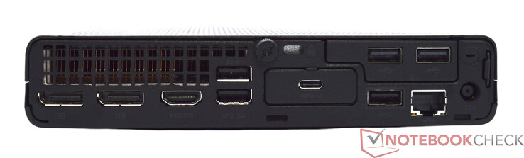 Posteriore: 2x DisplayPort 1.4, HDMI 2.1, 3x USB Tipo-A 10 Gbit/s, 2x USB Tipo-A 2.0, USB Tipo-C 10 Gbit/s, RJ45 GBit-LAN, connettore di alimentazione