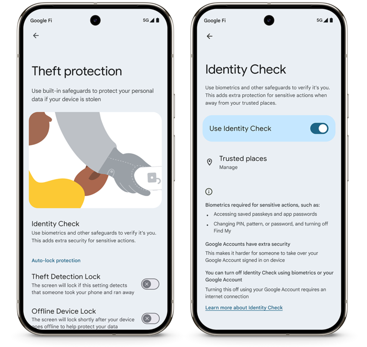 Google presenta in anteprima l'interfaccia utente di Identity Check, anche se potrebbe differire da OEM a OEM. (Fonte: Google Blog)