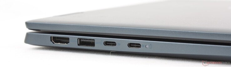 A sinistra: HDMI 1.4, USB-A 3.2 Gen. 1, 2x USB-C 3.2 Gen. 2 con DisplayPort + Power Delivery
