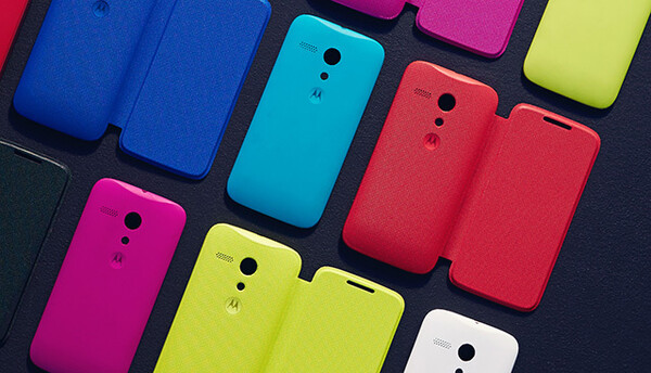 Motorola ha offerto cover sostituibili chiamate shell in una varietà di colori e design per il Moto G. (Fonte: Motorola/Waybackmachine)