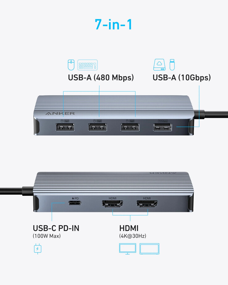 Un'immagine del prossimo Hub USB-C 7-in-1 di Anker. (Fonte immagine: u/joshuadwx via Reddit)