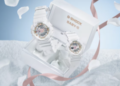 Questo set G-SHOCK x Baby-G in edizione limitata sarà venduto al prezzo di 39.050 yen (~$256). (Fonte: Casio)