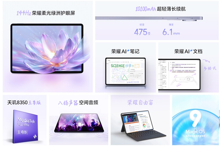 Il tablet abbastanza sottile è pubblicizzato con funzioni AI (Fonte: Honor)