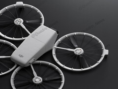 Secondo quanto riferito, il drone compatto DJI Flip misura 136×62×165 mm quando è piegato e si espande fino a 233×280×79 mm. (Fonte immagine: @Quadro_News su X/Twitter)