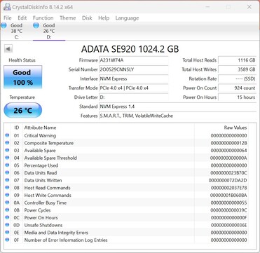 ADATA SE920 opera con PCIe 4.0 x4