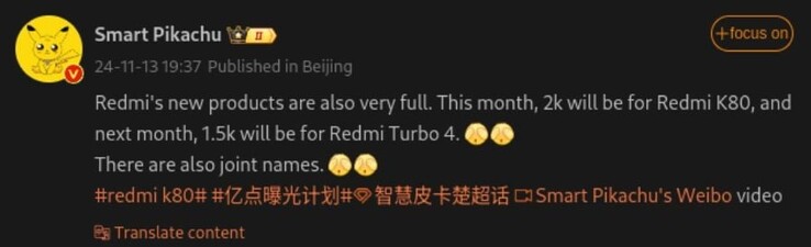 Sono trapelati i dettagli dei prossimi smartphone Redmi. (Fonte immagine: Weibo - traduzione automatica)