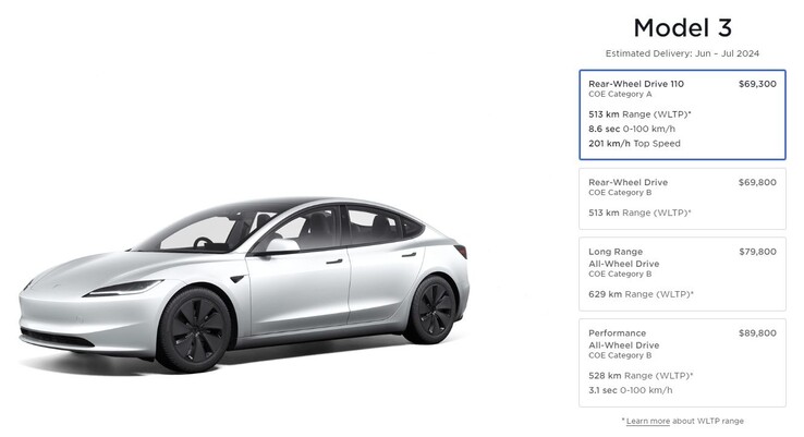 Ora c'è una quarta versione della Model 3 110 (immagine: Tesla SG)