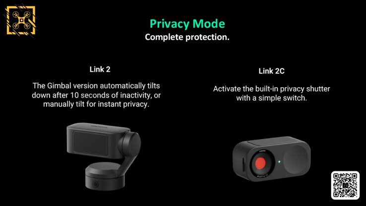 Le 2 diverse modalità di privacy delle webcam Insta360 Link 2 e Link 2C. (Fonte immagine: @Quadro_News via X/Twitter)