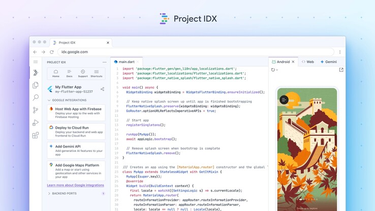 A look at the user interface of Project IDX (Image: Google).