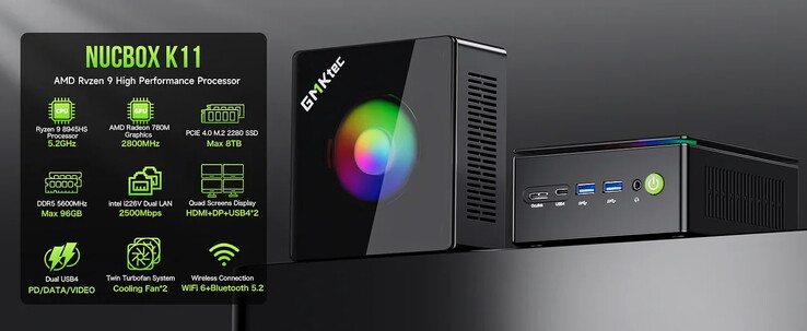 K11: Il mini PC è dotato di illuminazione RGB. (Fonte: GMKtec)