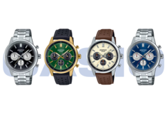 Da sinistra a destra, Casio Edifice EFR-575D-1A, EFR-575CL-3A, EFR-575L-7A e EFR-575D-2A. (Fonte: Casio)