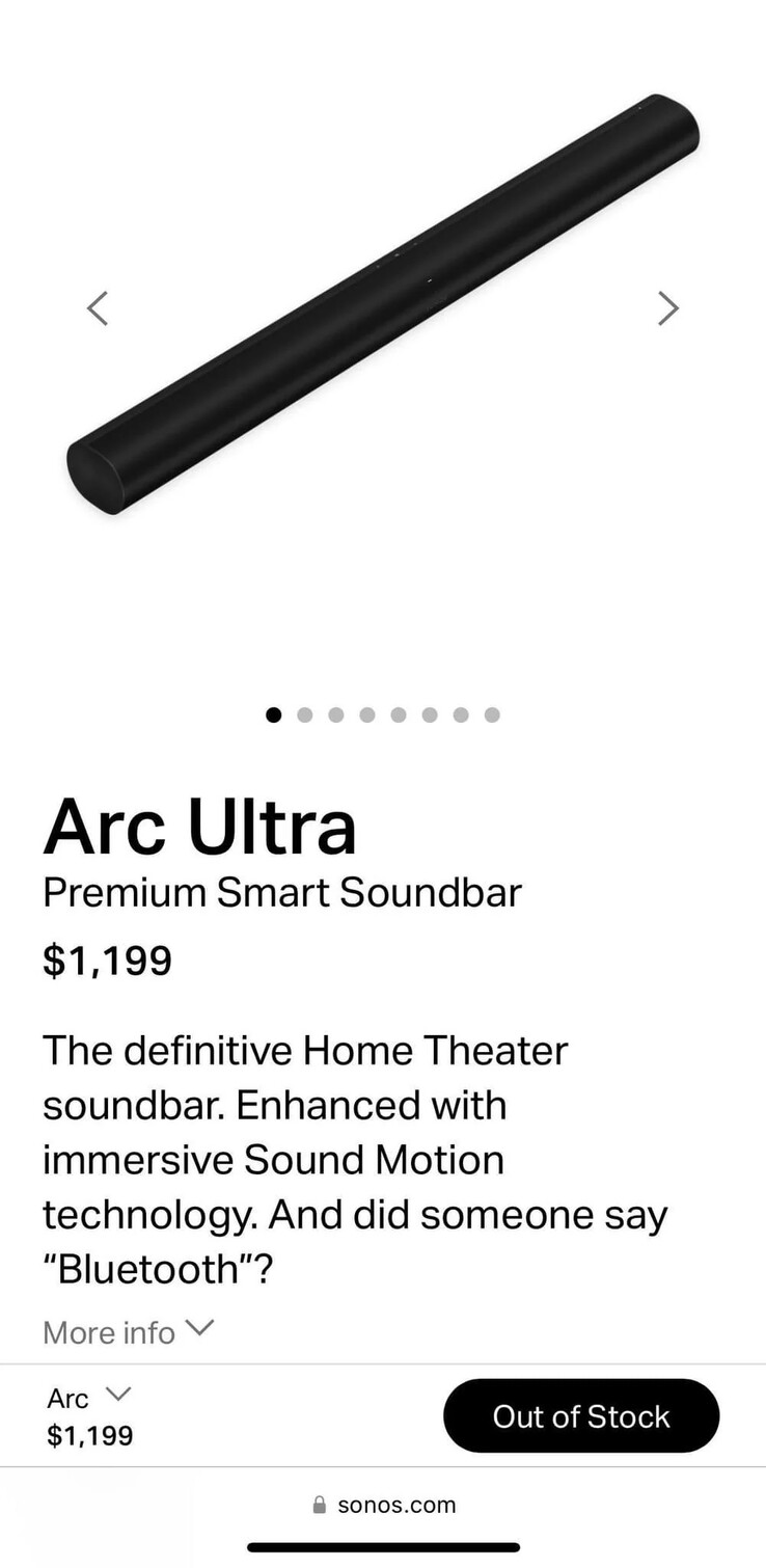 Una possibile schermata trapelata del Sonos Arc Ultra. (Fonte immagine: u/adayinalife via Reddit)