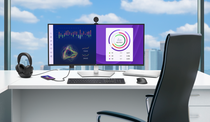 Il monitor hub USB-C Dell Pro 34 Plus è dotato di porte USB-C e USB-A frontali e a scomparsa per una facile connettività (Fonte: Dell)