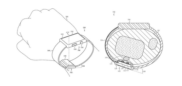 Vediamo un'idea di SmartApple per la misurazione della pressione sanguigna su uno smartwatch. (Fonte immagine: Apple)watch mit Blutdruckmessung (Bildquelle: Apple)