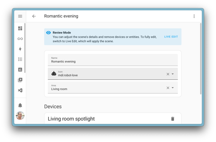 La release Home Assistant 2024.12 include una nuova modalità di revisione delle scene. (Fonte: Home Assistant)