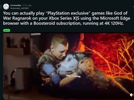 God of War Ragnarok in riproduzione su console Xbox (Fonte immagine: screenshot, subreddit Console Gaming)