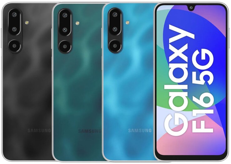 Il Samsung Galaxy F16 5G è disponibile nei colori Vibing Blue, Bling Black e Glam Green (Fonte: Samsung)