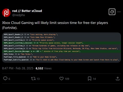 Fortnite Better xCloud leak (fonte immagine: account Better xCloud X)