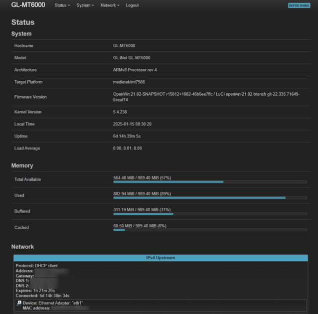 È ancora possibile accedere all'interfaccia LuCI OpenWRT per un controllo più preciso su cose come il firewall del router (Fonte: David Devey, Notebookcheck)