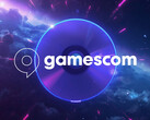 Logo della Gamescom raffigurato su un disco della PS5