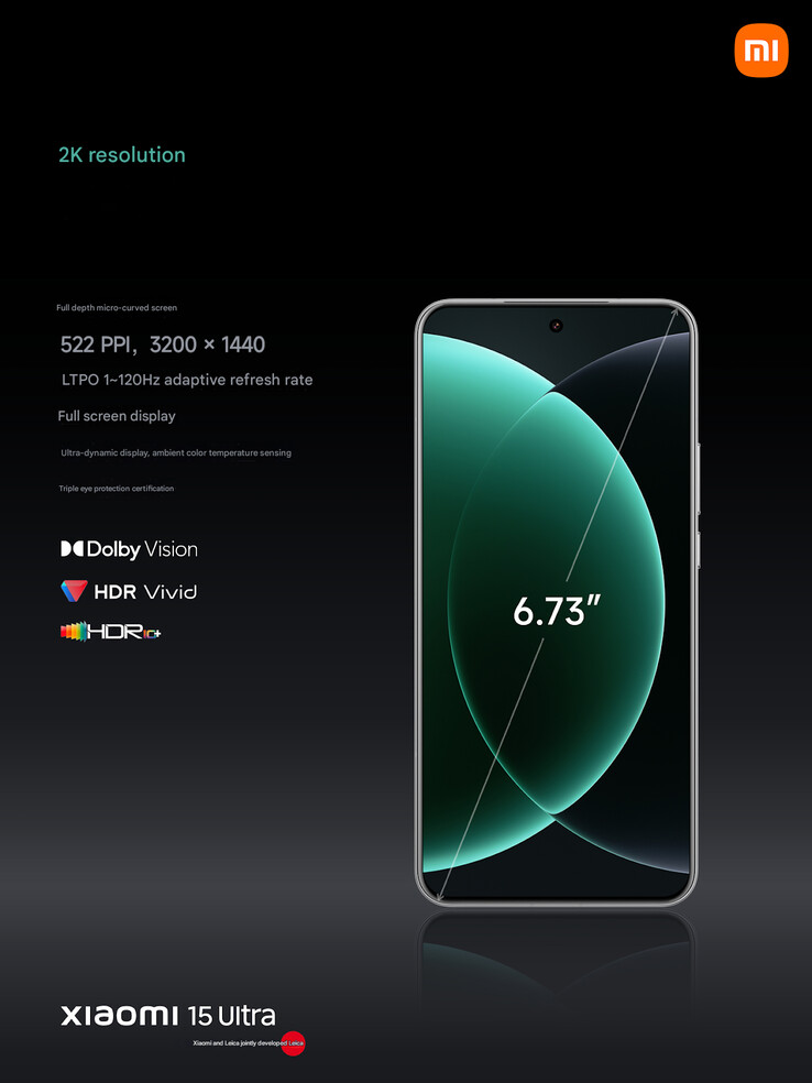 Specifiche dello schermo dello Xiaomi 15 Ultra (Fonte immagine: Xiaomi - traduzione automatica)