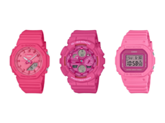 Da sinistra a destra - Casio G-Shock GMA-P2100PP-4A, GMA-S140PP-4A e GMD-S5610PP-4. (Fonte: G-Central)