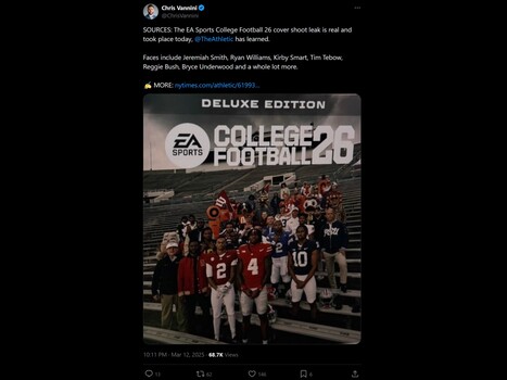 Chris Vannini College Football 26 fuga di notizie sulla copertina X Post (Fonte immagine: screenshot, account Chris Vannini X)