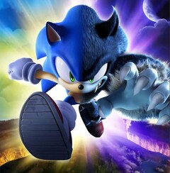 Sonic Unleashed, in cui i giocatori assumono il controllo del protagonista Sonic mentre si trasforma in un &quot;werehog&quot; (nella foto), è stato portato su PC. (Fonte immagine: copertina di Sonic Unleashed)