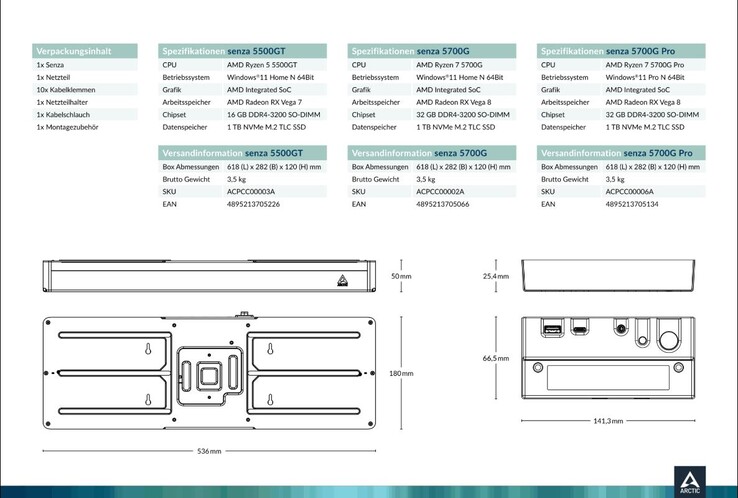 L'Arctic Senza ha un design elegante, ma è frenato dall'invecchiamento dei componenti interni. (Fonte: Fanlesstech)