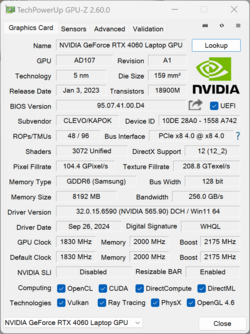 GPU-Z: GeForce Laptop RTX 4060