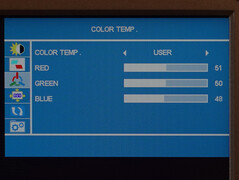 Temperatura del colore del menu di visualizzazione