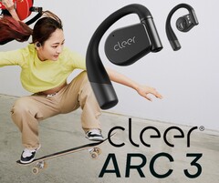 Cleer Audio presenta gli auricolari wireless open-ear ARC 3 con controllo touchless dell&#039;inclinazione della testa, design impermeabile della clip auricolare, Hi-Res Audio, Dolby Atmos e AI ANC. (Fonte: Cleer)