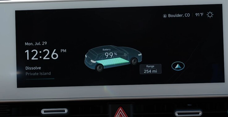 La Ioniq 5 ha indicato 254 miglia di autonomia con la batteria carica al 99%. (Fonte immagine: TFLEV via YouTube)