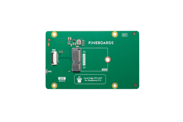 Non si lasci confondere dallo slot M.2 NVMe, il Pineboard Hat AI accetta solo un TPU Coral M.2 (Fonte immagine: Pineboard)