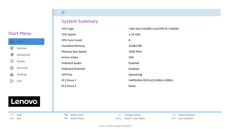 Opzioni del BIOS su Lenovo IdeaCentre Mini 5