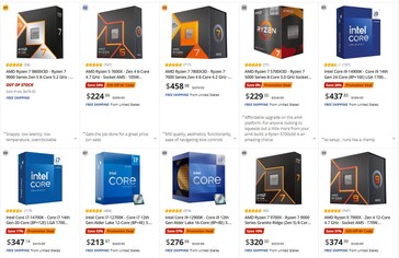 Le CPU più vendute su Newegg. (Fonte: Newegg)