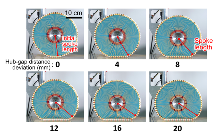 Forma della ruota deformata, considerando che la forza gravitazionale dipende dalla variazione della distanza hub-gap. (Fonte immagine: KIMM)