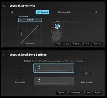 La sensibilità e le zone morte degli stick analogici ad effetto Hall possono essere regolate. (Fonte immagine: Abxylute)