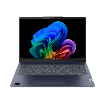 Lenovo IdeaPad Slim 5x presenta il tipico otturatore fisico della webcam di Lenovo e una tastiera retroilluminata bianca. (Fonte: Lenovo)