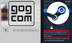 GOG ha la risposta più in linea con il personaggio alla nuova divulgazione delle licenze di Valve. (Fonte: Valve / GOG - modificato)