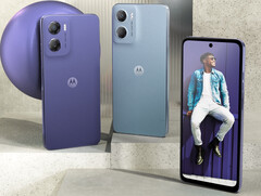 Motorola descrive i colori del Moto E15 come Denim Blue, Misty Blue e Fresh Lavender. (Fonte: Motorola)