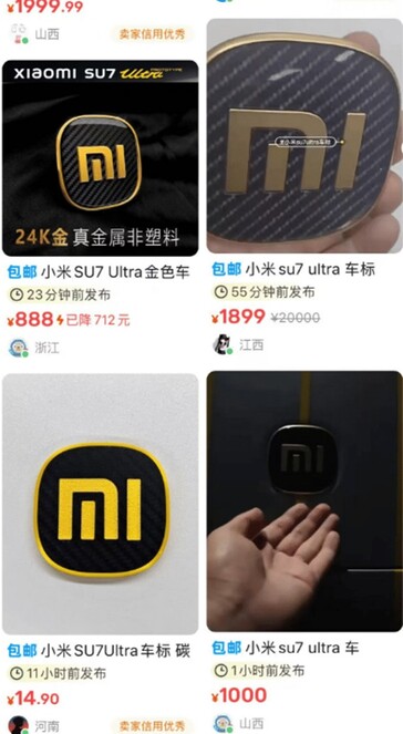 C'è già chi vende badge SU7 Ultra placcati in oro