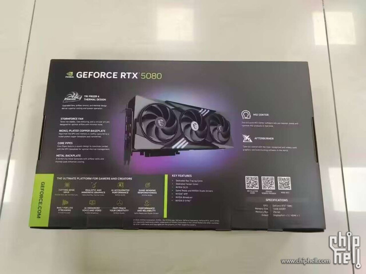 Specifiche di Nvidia GeForce RTX 5080 (fonte: Chiphell)