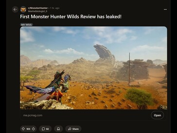 Monster Hunter Wilds Recensione leak Reddit post (Fonte: Monster Hunter subreddit)