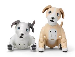 Sony rilascia il cane robotico Aibo Kinako Edition in due tonalità, marrone chiaro e bianco (a sinistra: originale bianco avorio, a destra: edizione Kinako) (Fonte immagine: Sony)