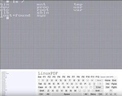 Schermata della console di LinuxPDF che esegue il comando &#039;ls&#039; durante l&#039;esecuzione di Linux all&#039;interno di un file PDF. (Fonte immagine: Ading2210 su Github)