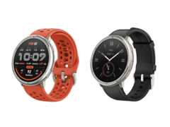 Lo smartwatch Amazfit Active 2 in silicone rosso sportivo (a sinistra) e in pelle nera (a destra), al prezzo di 99,99 dollari e 129,99 dollari rispettivamente. (Fonte: Amazfit)