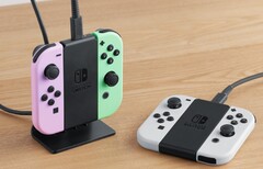 Il supporto di ricarica per Joy-Con può essere utilizzato in verticale o appoggiato su un tavolo. (Fonte: Nintendo)